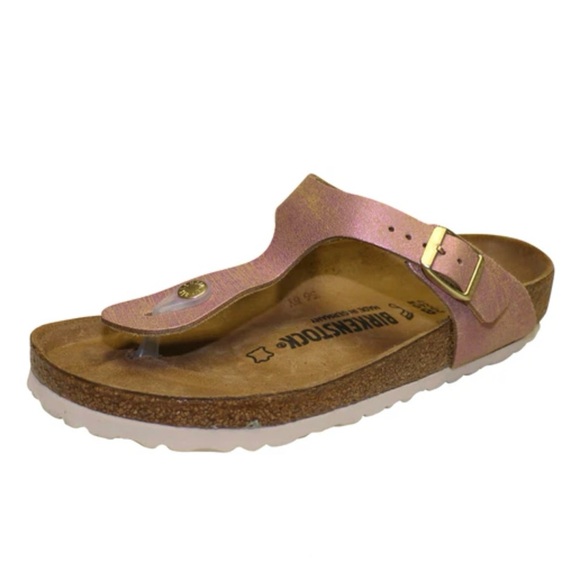 Birkenstock Yao Suede Leather Washed Metallic Pink